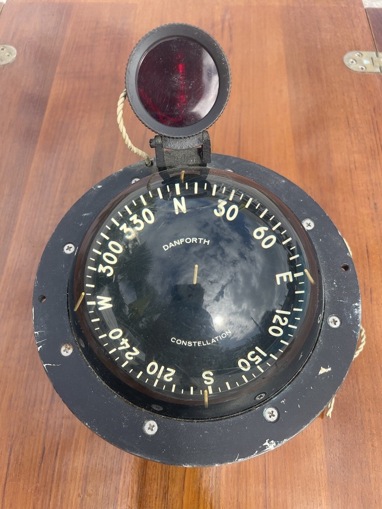 VINTAGE DANFORTH CONSTELLATION BINNACLE MOUNT COMPASS WITH 5" CARD