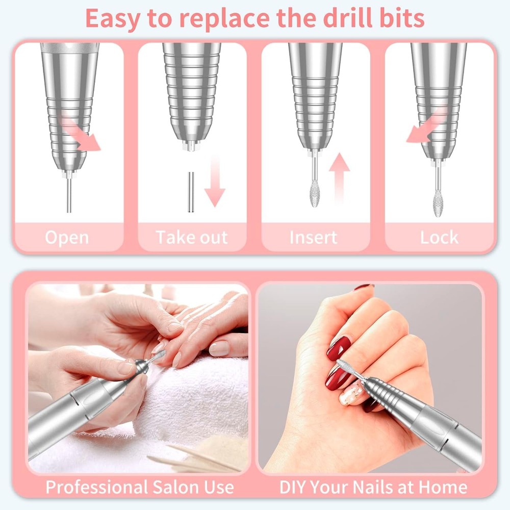 Cordless Professional Nail Drill Machine - 9 Hours Runtime with Easy Operation