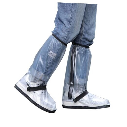 Waterproof Rain Boot Shoe Cover with Reflector Reusable & Foldable X-Large Clear