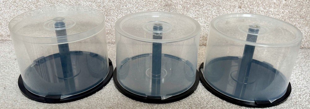 Three (3) empty Cake Box Spindle 50 Disc CD DVD BLURAY Storage Case 🔥