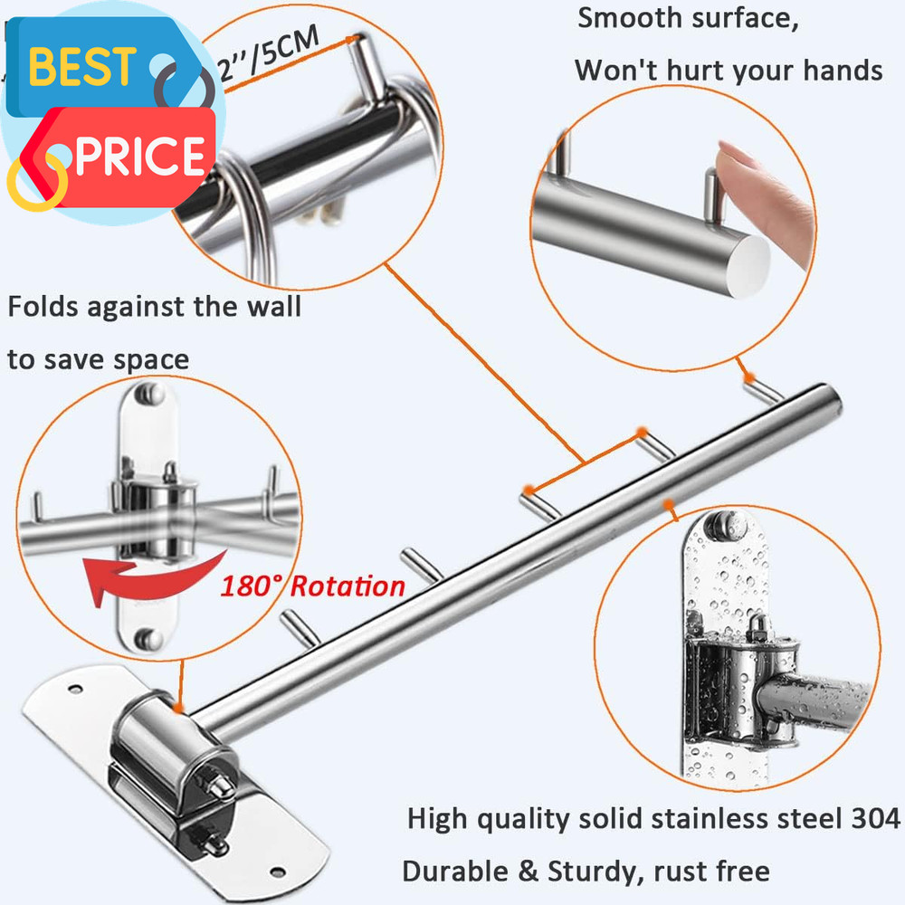 Clothes Hanger Rack Swing Arm Folding Clothes Hanger Wall Mounted Space Saving