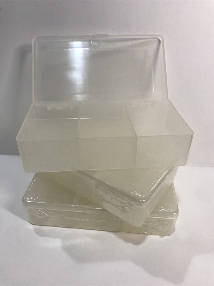 3 Pack  Clear Box Plastic Bead Storage Craft Container Earring Organizer Tackle