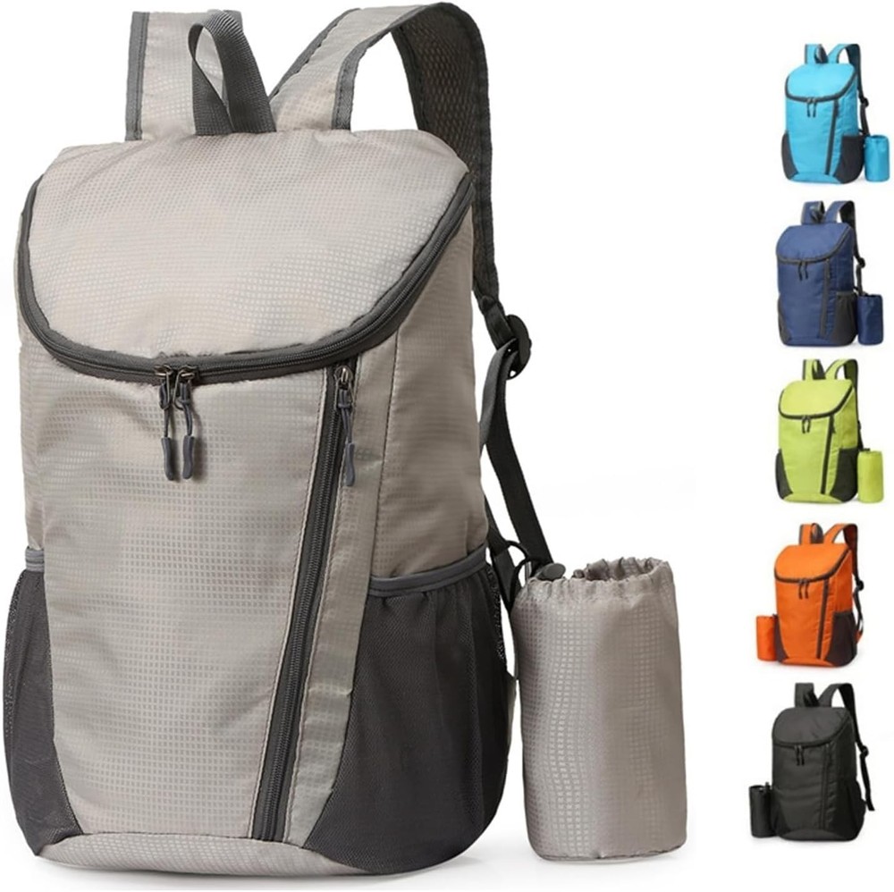 Elegant Grey Utility Backpack - Adjustable 4-Pocket Design for Daily Adventures