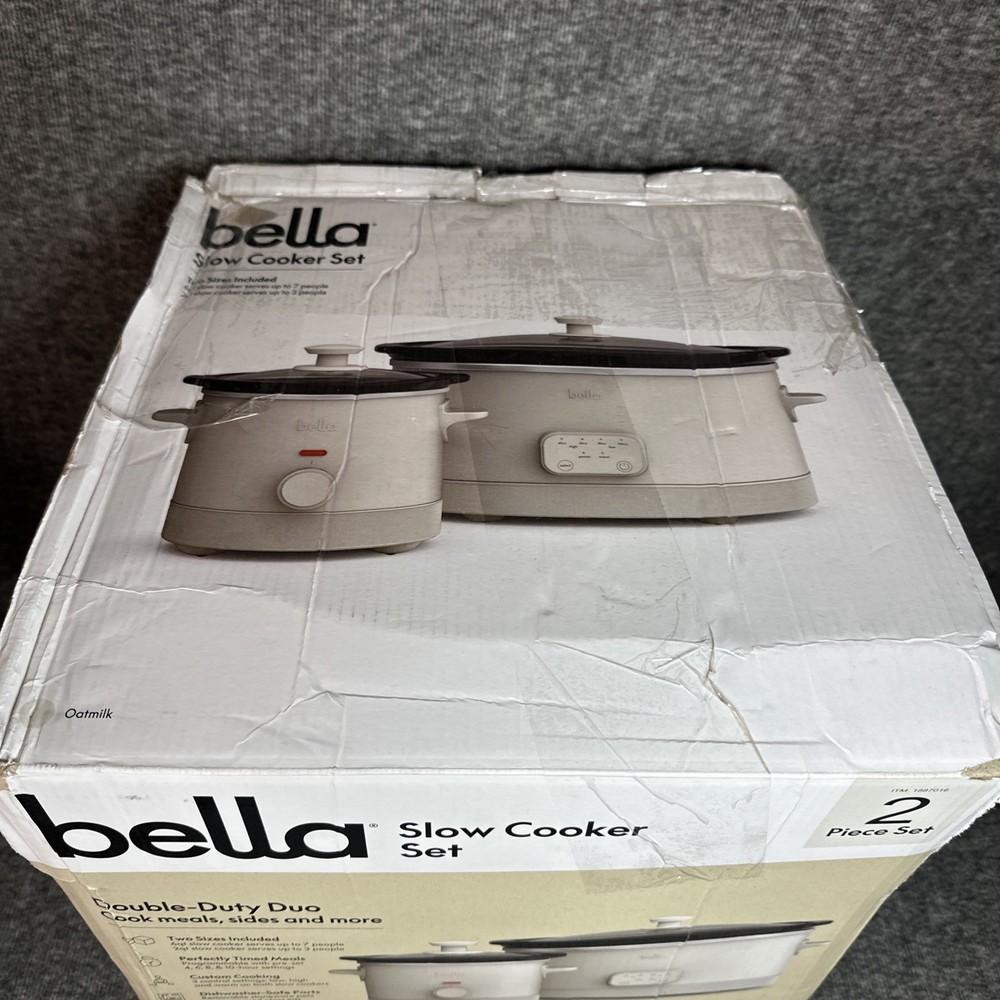 Bella Slow Cooker Set 2 Sizes 6qt & 2qt 3 Control Settings Programmable NEW OPEN