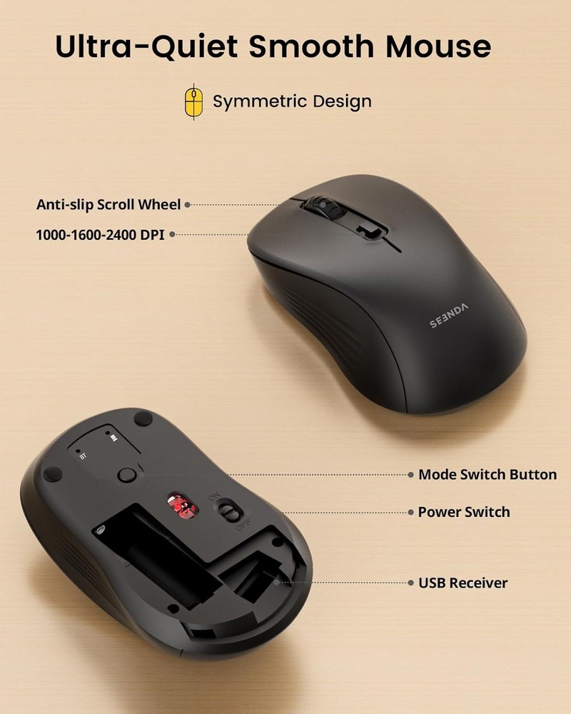 Seenda COE200 Wireless & Bluetooth Keyboard & Mouse USB+Bluetooth Multi-Device