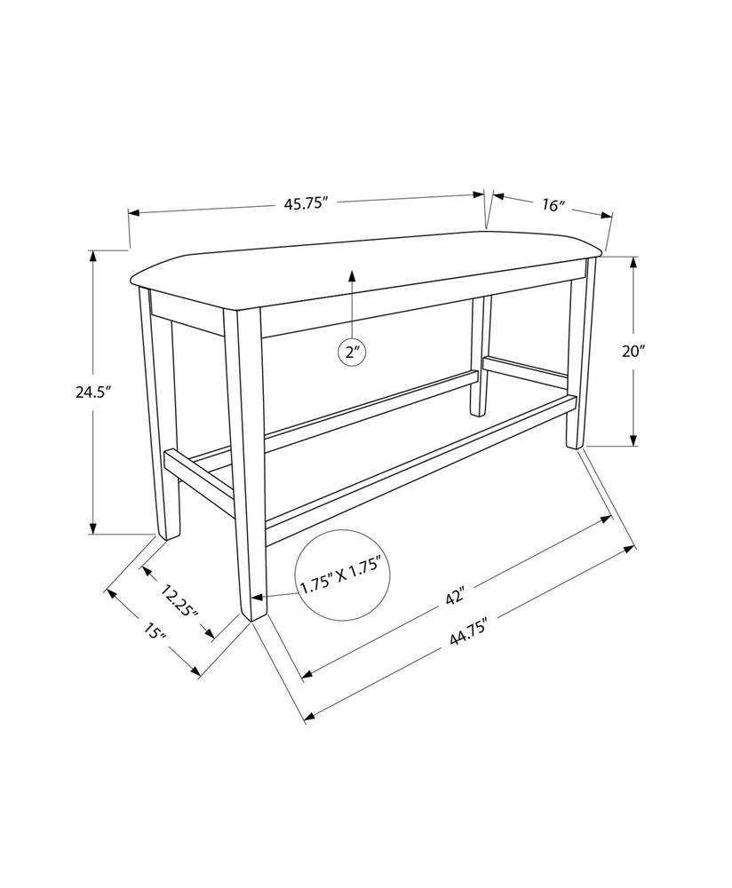 Bench, 42" Rectangular, Dining Room, Kitchen, Upholstered, Wood, Transitional