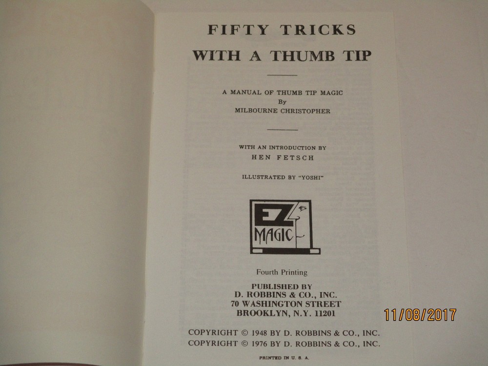 50 Tricks with A Thumb Tip Magic Book by Milbourne Christopher Easy To Do Tricks