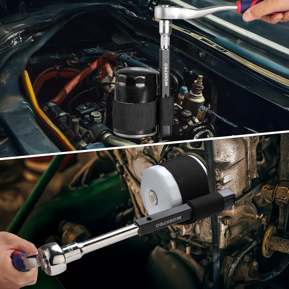 WORKPRO Nylon Strap Oil Filter Wrench, Universal Oil Filter Removal tool Adjusta