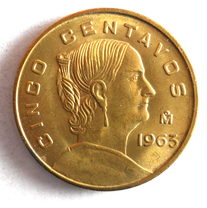 1963 MEXICO 5 CENTAVOS - UNCIRCULATED - FREE SHIP - LC #132