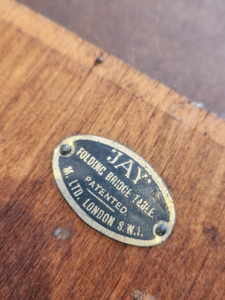 "JAY" Folding Bridge Table Patented M. Ltd. London S.W.I.