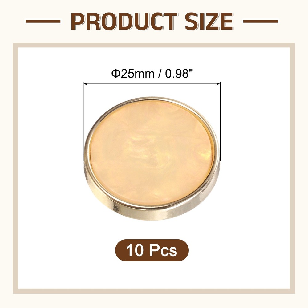 10Pcs Round Button, 25mm/1" Resin Decorative Pattern Button, Beige