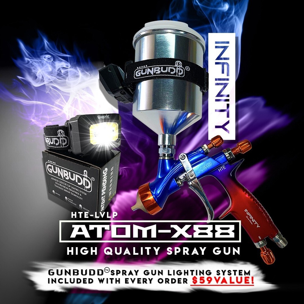 ATOM X88 Infinity LVLP-MP Auto Paint Gun 1.3/1.4mm Tips Gravity Feed