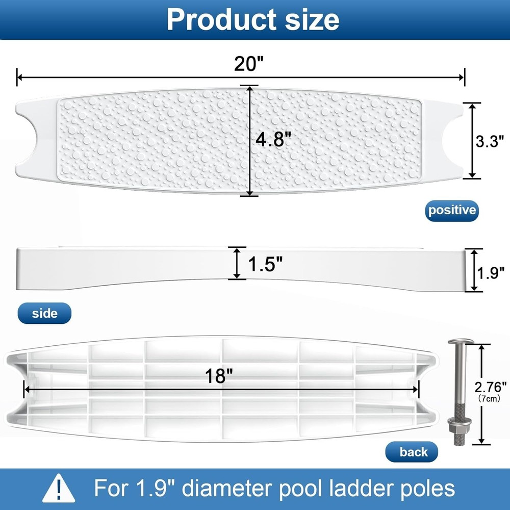 Pool Ladder Steps Replacement, 3-Pack 18" Universal Heavy-Duty Molded Plastic...