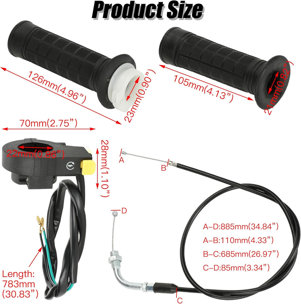 Throttle Cable Twist Throttle Handle Grip Assembly for 2 Stroke Engine 80Cc 100C