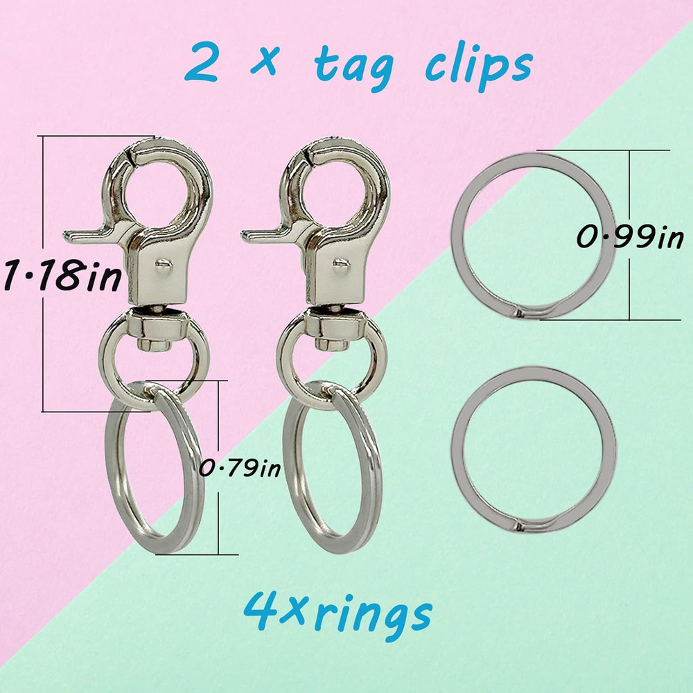Dog Tag Clips 2 Pack Easy Change for Pet ID Tag Quick Clips Small Medium Large D