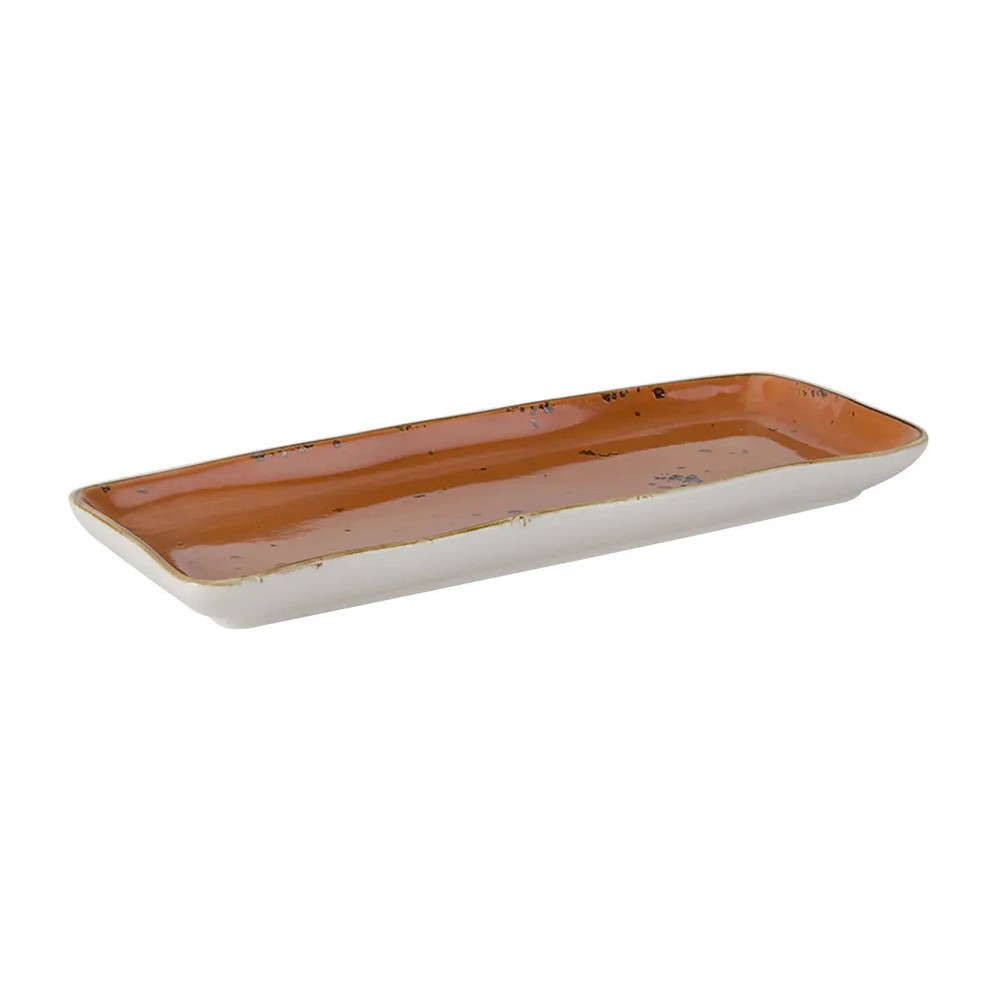 Tuxton China Inc Artisan Geode 13-3/4" Coral Ceramic Rectangular Tray - 1 Doz