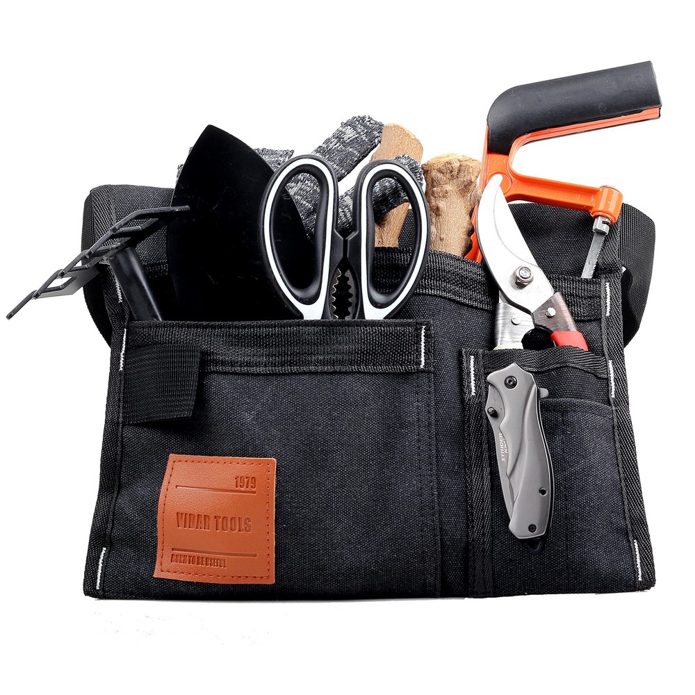 6 Pocket Tool Belt Pouch Utility Work Apron Adjustable Canvas Black