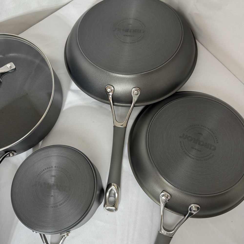 Complete Circulon Elementum 10pc Hard-Anodized Nonstick Cookware Set Silver MINT