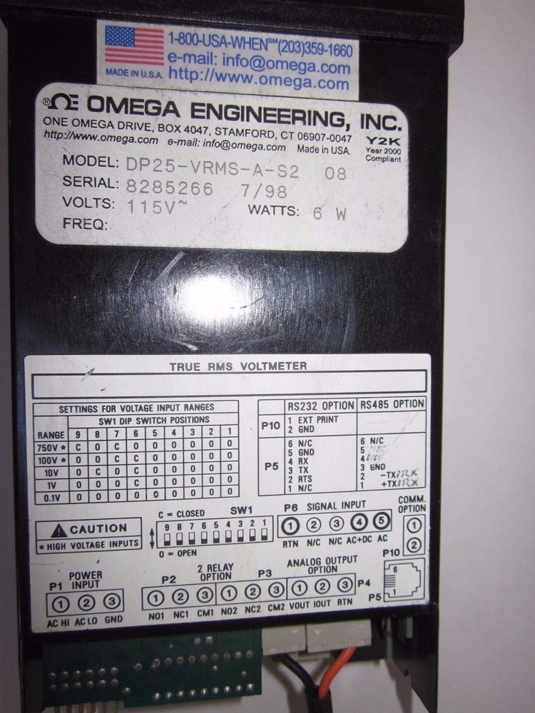 Omega DP25-VRMS-A-S2 True RMS Voltmeter