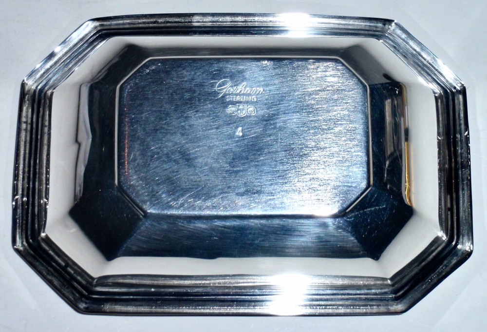 Vintage Goham Sterling Silver Rectangular Nut Dish