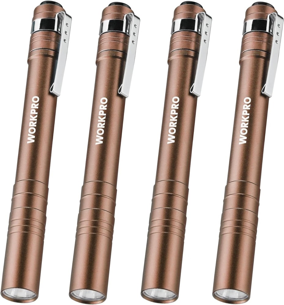 WORKPRO LED Pen Light 4-Pack Aluminum Pocket Light Pen Flashlight 8AAA Batteries