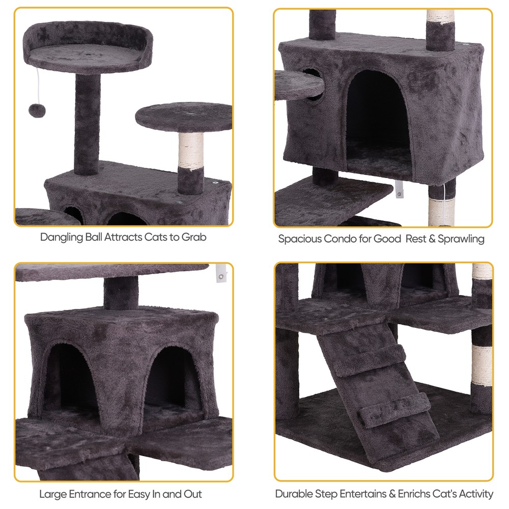 Multiple Sizes Cat Tree Tower Cats Post Plush Perch Condo Playing Activity House