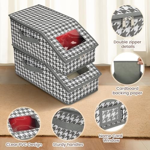 2 PCS Stackable Hat Storage for Baseball Caps, Large Hat Gray and White