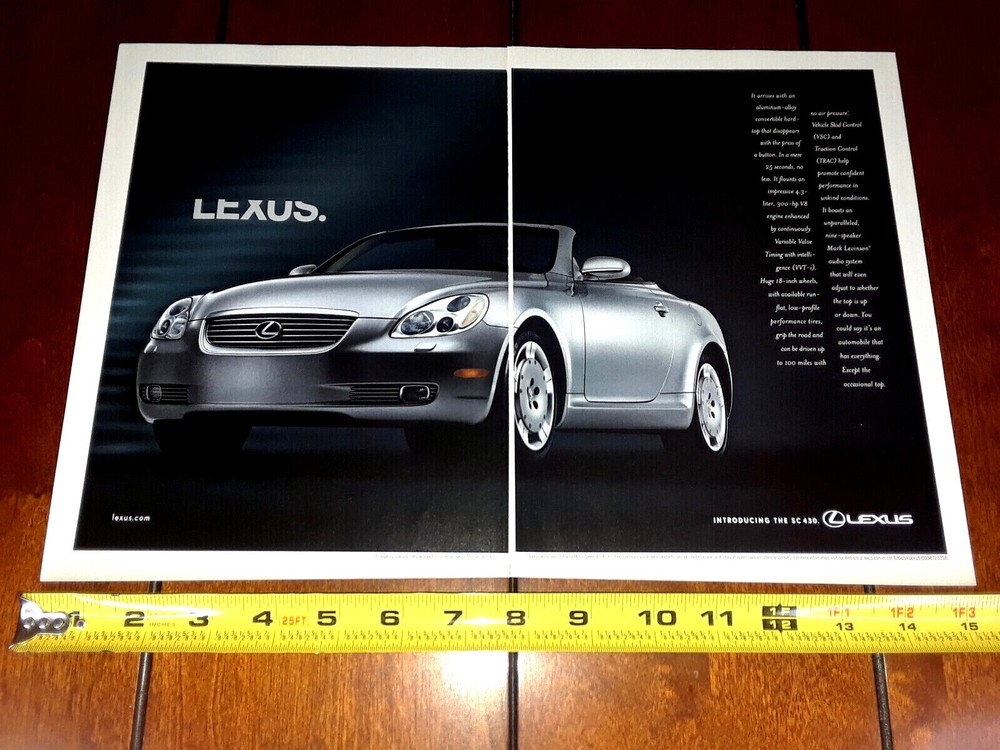 2001 LEXUS SC 430 ORIGINAL 2 PAGE AD