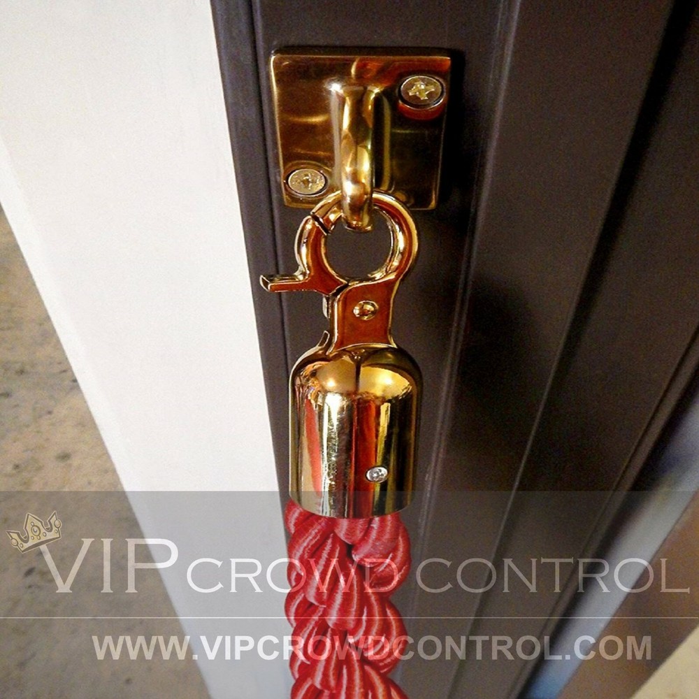 ROPE STANCHION WALL PLATE, GOLD FINISHED, VIP CROWD CONTROL