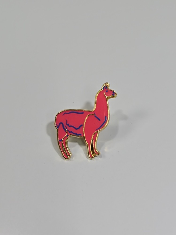 Pink Llama With Blue Lines Lapel Pin