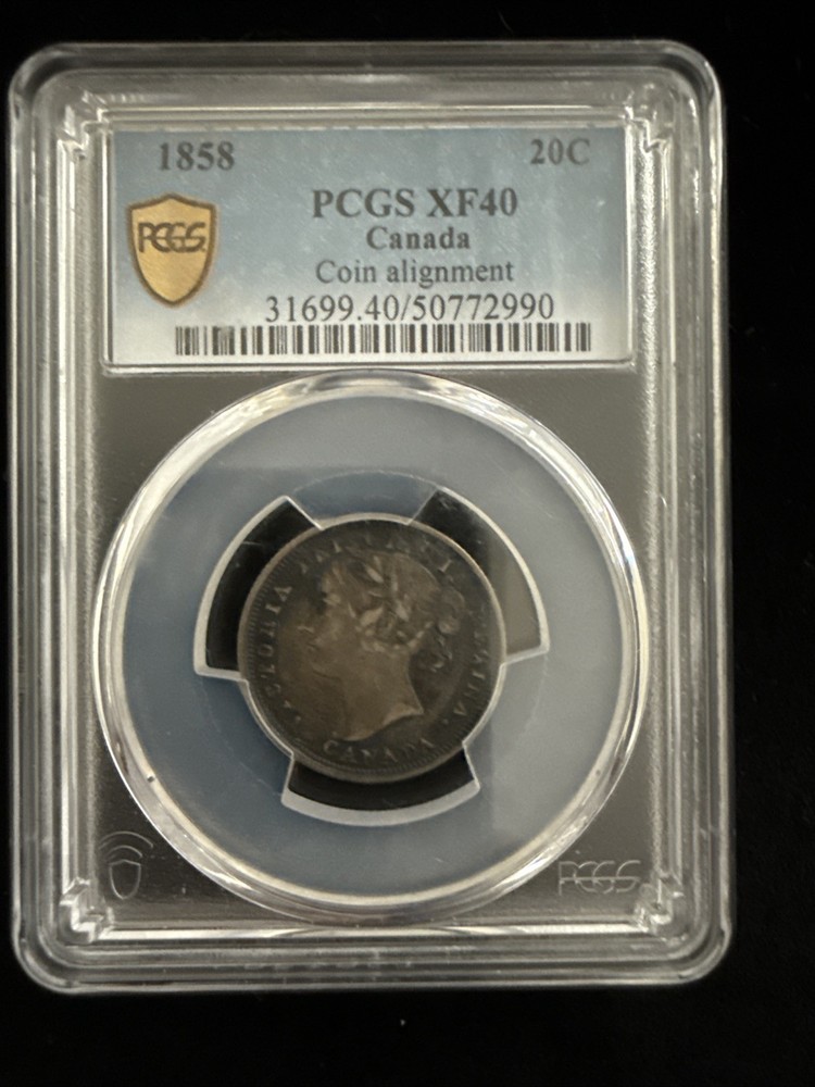 1858 Canada Twenty Cent - Coin Alignment - PCGS XF40  A2