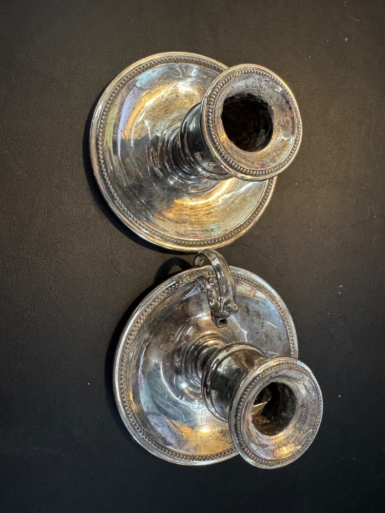 2 Antique Silver-plate Candle Holder