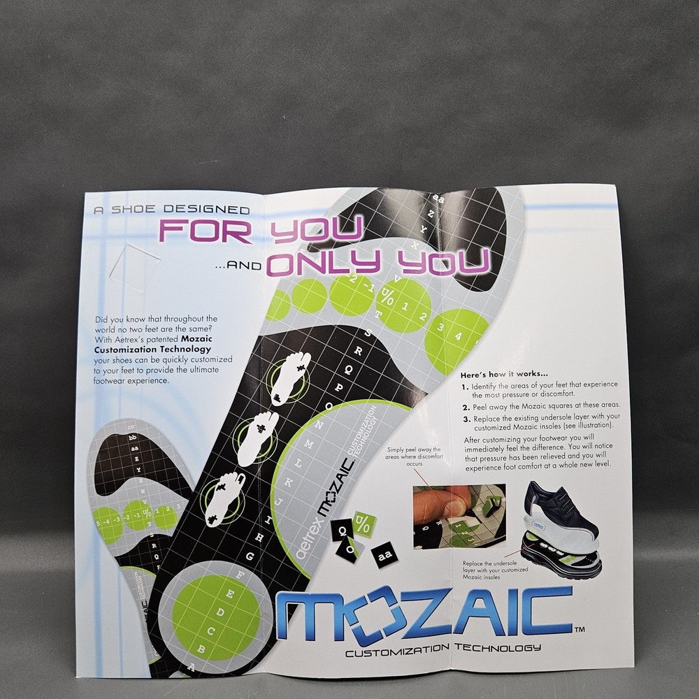 Aetrex Mozaic Customizable Insoles Orthotic Insert Foam Comfort Size DD 12"