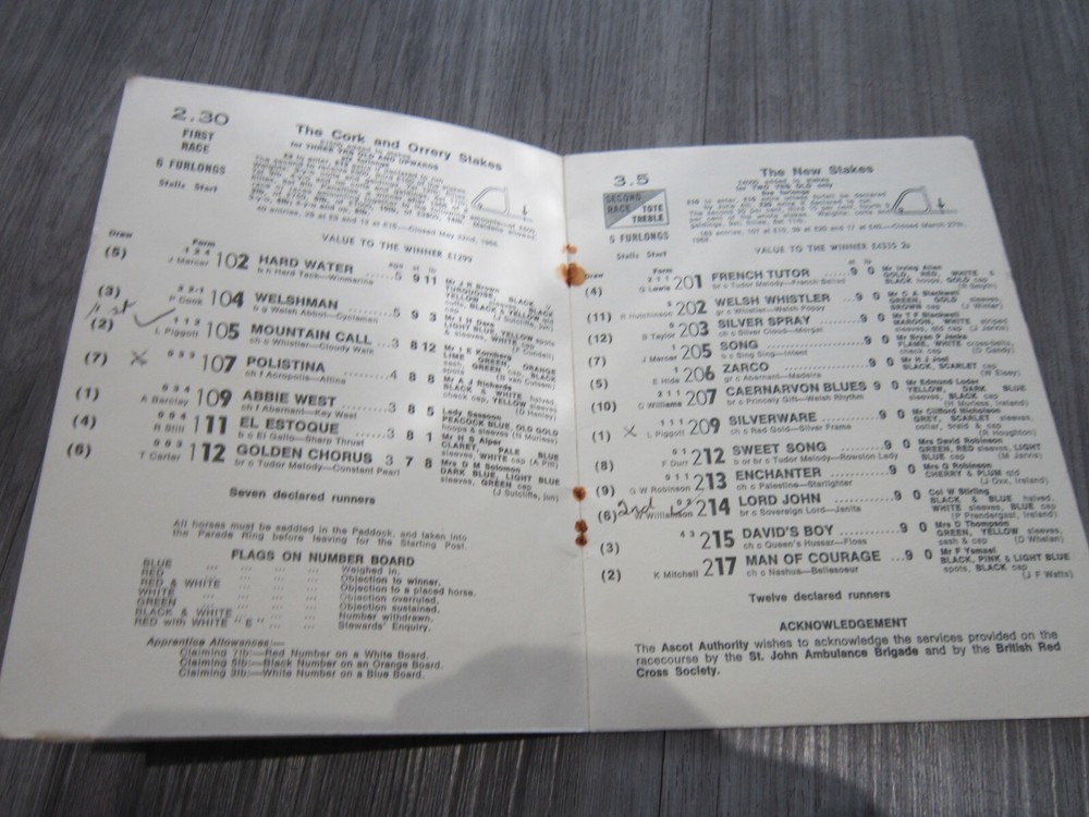 Royal Ascot programme ,3rd day ,20th June 1968,The gold cup