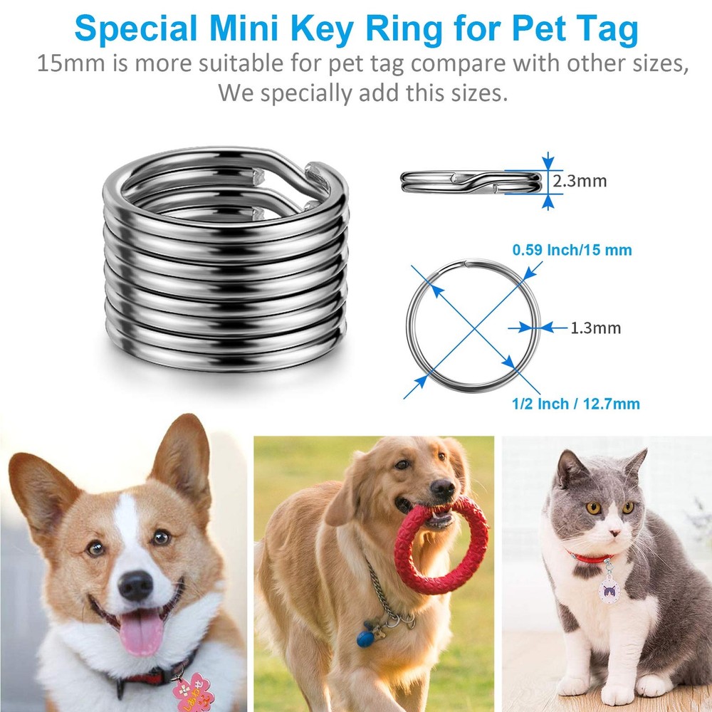Split Key Ring Circle Assorted, Metal Keyring Durable in 5 Sizes