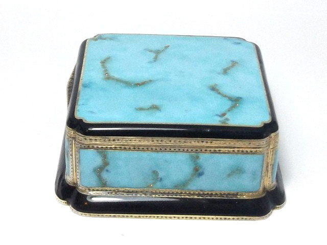 RARE GERMAN ART DECO 157g LOUIS KUPPENHEIM 935 SOLID SILVER & ENAMEL BOX, c1925