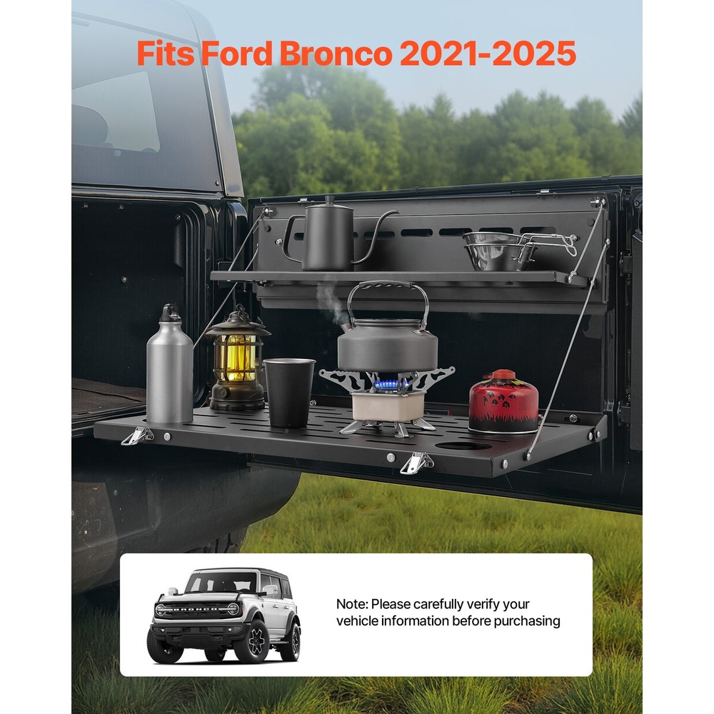 Uimoso Foldable Tailgate Table for 2021-2025 Ford Bronco with Dual-Layer Design