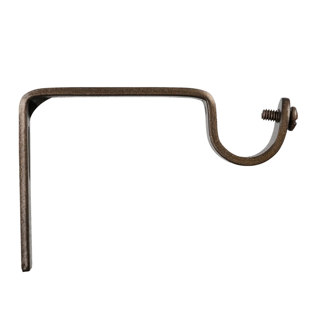 Asher Farmhouse Rustic Walnut Bronze Finish Curtain Rods Set
