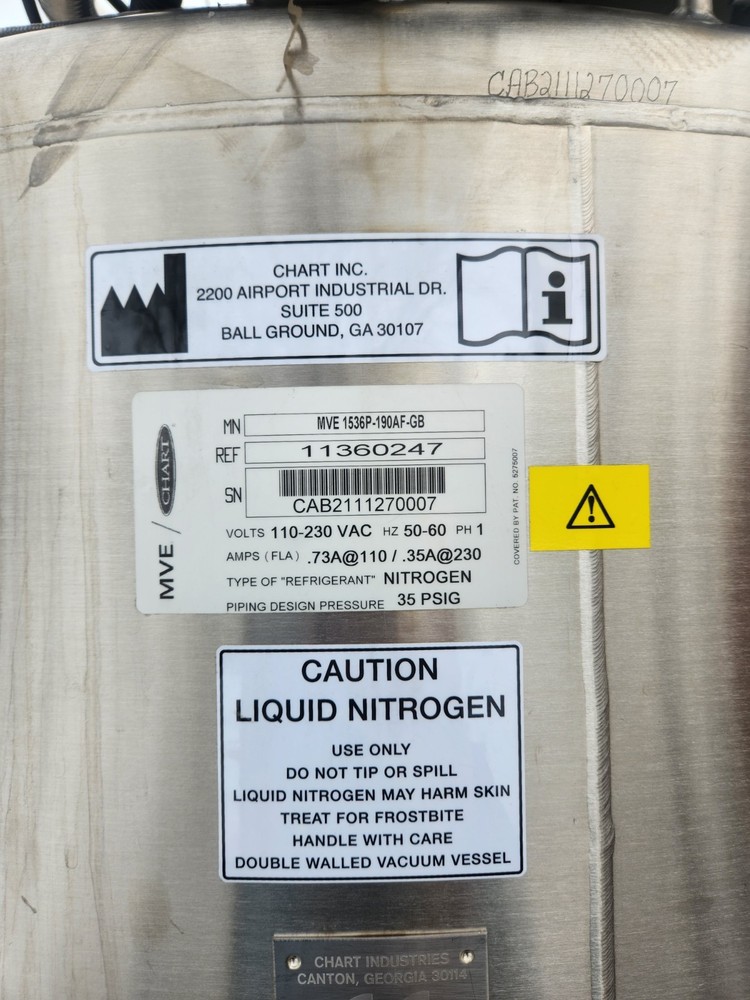 Chart MVE 1536P-190AF-GB LN2 Freezer, TEC 3000 Panel