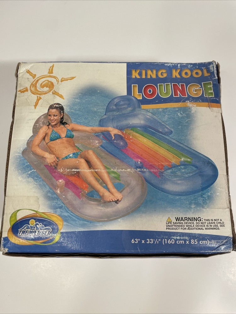 Vintage Intex Pool Raft Float The Wet Set King Kool Lounge Backrest Tanning