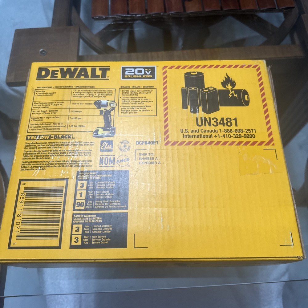 DeWalt DCF840E1 20V MAX POWERSTACK 1/4 in. Cordless Brushless Impact Driver Kit