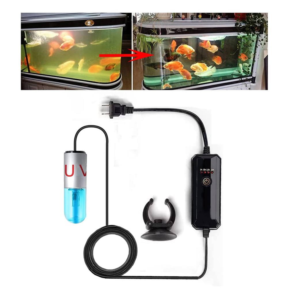 Aquarium UVC Clean Light Algae Clear Green Bloom 3W with Timer, Blue