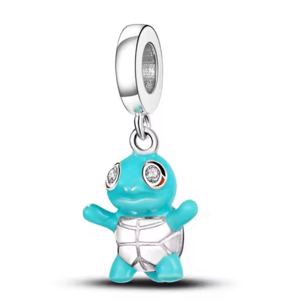 V487 S925 STERLING SILVER SQUIRTLE DANGLE CHARM