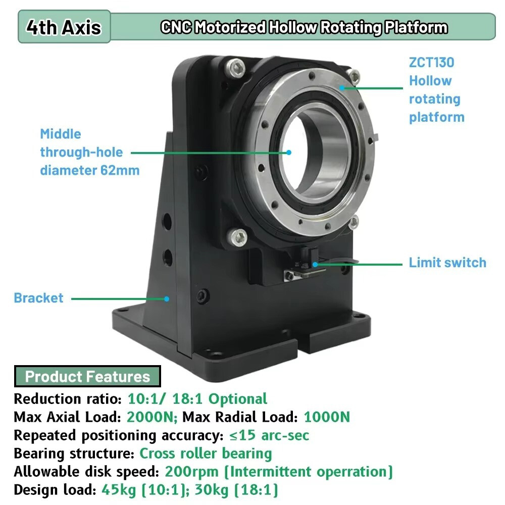 4th Axis Motorized Hollow Rotating Platform Indexing Rotary Can Replace DD MOTOR