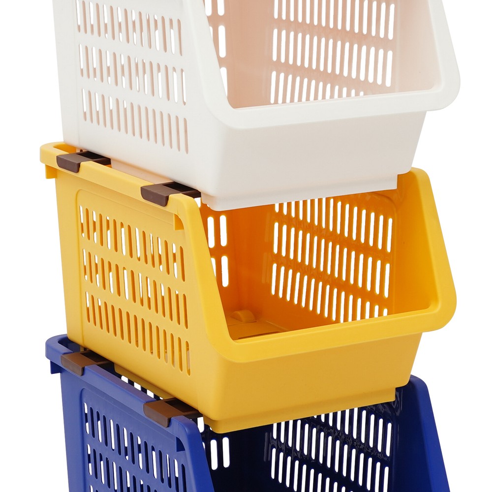 4 Pcs Versatile Stacking Storage Baskets Rectangular Stackable Storage Bins