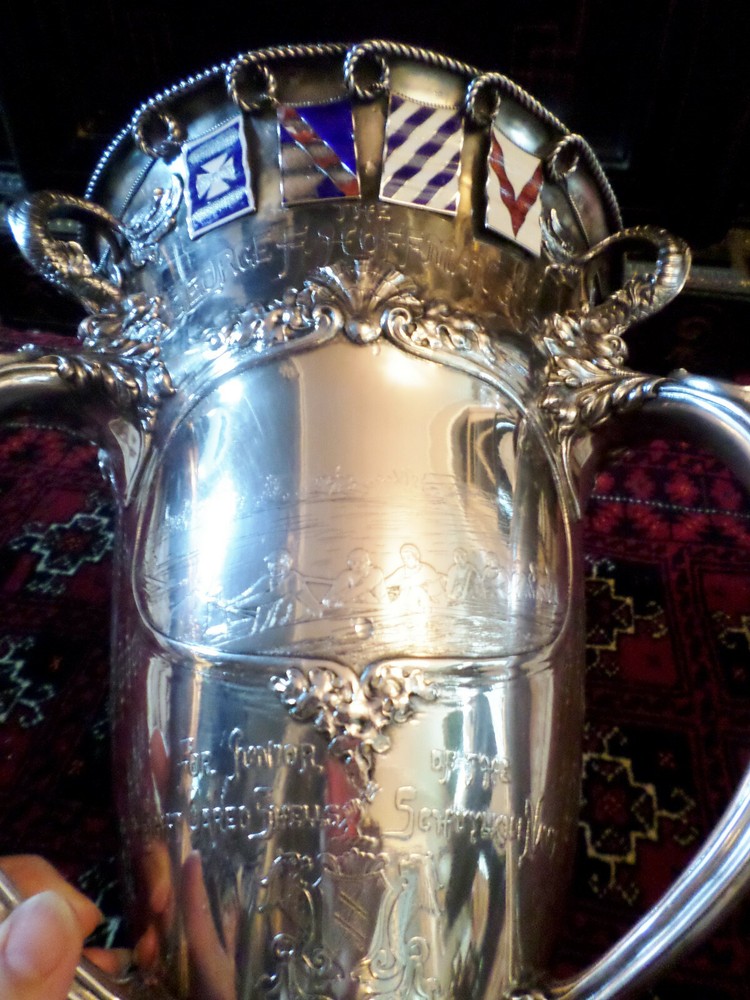 SUBPERB! J E CALDWELL CO. STERLING TROPHY CUP 16" ANTIQUE THREE HANDLED 7LB +
