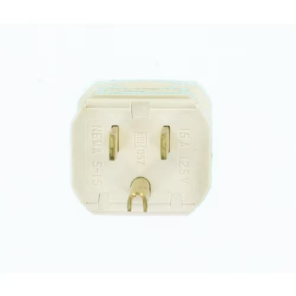 15 Amp 125-Volt Python Hospital Grade Straight Blade Grounding Plug, White 8256-