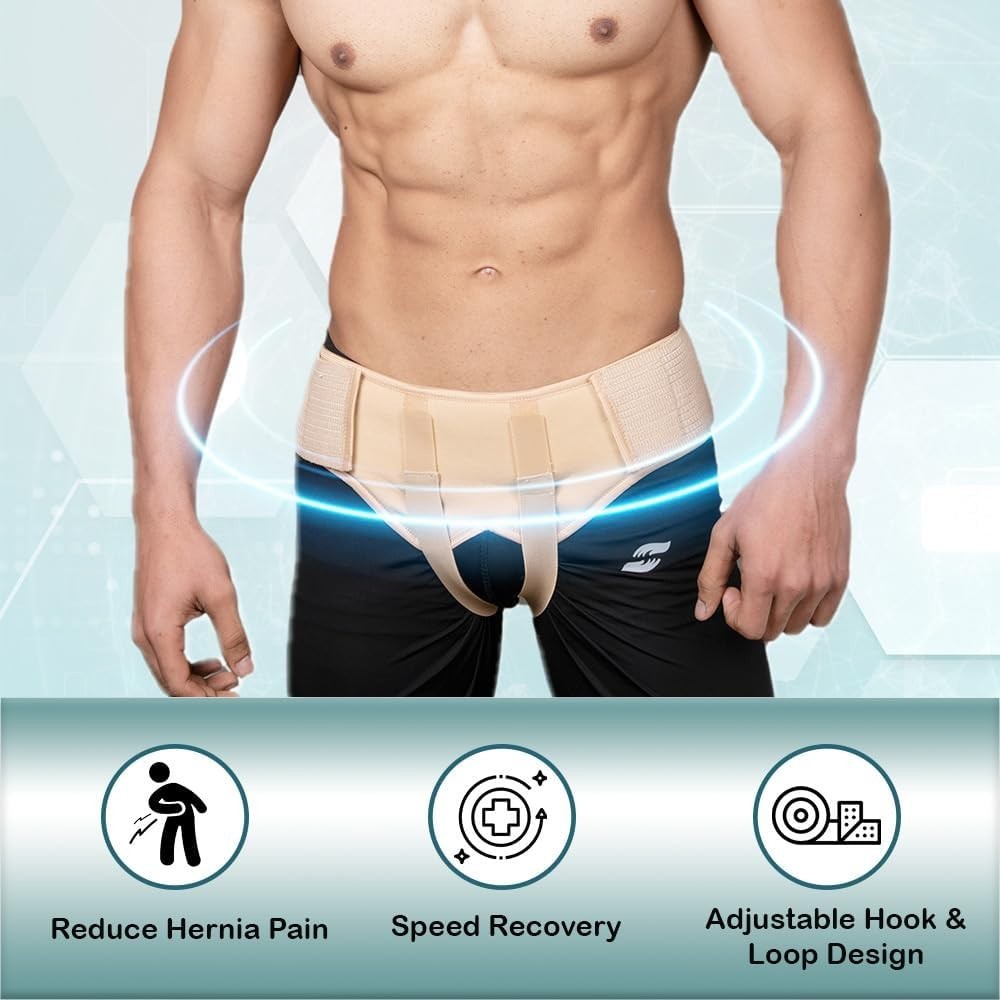 Men's Inguinal Hernia Belt - Durable Adjustable Design with Compression Pads