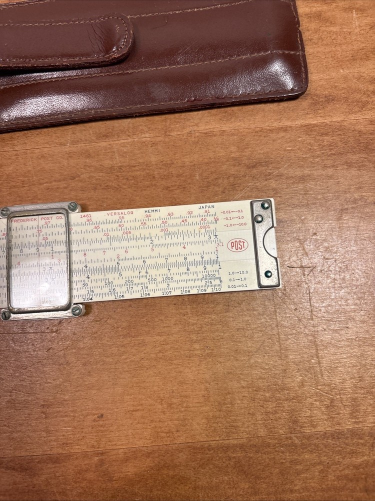 FREDERICK POST 1461 POCKET Versalog Slide Rule Leather case Vintage