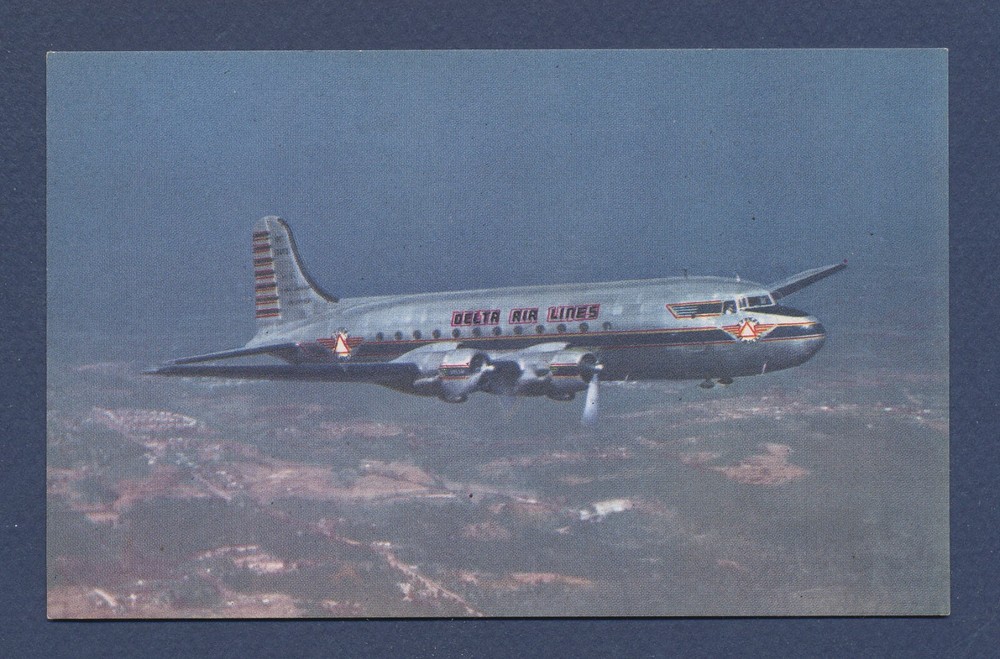 Delta Skymaster DC-4 Airplane - unmailed postcard, 1946
